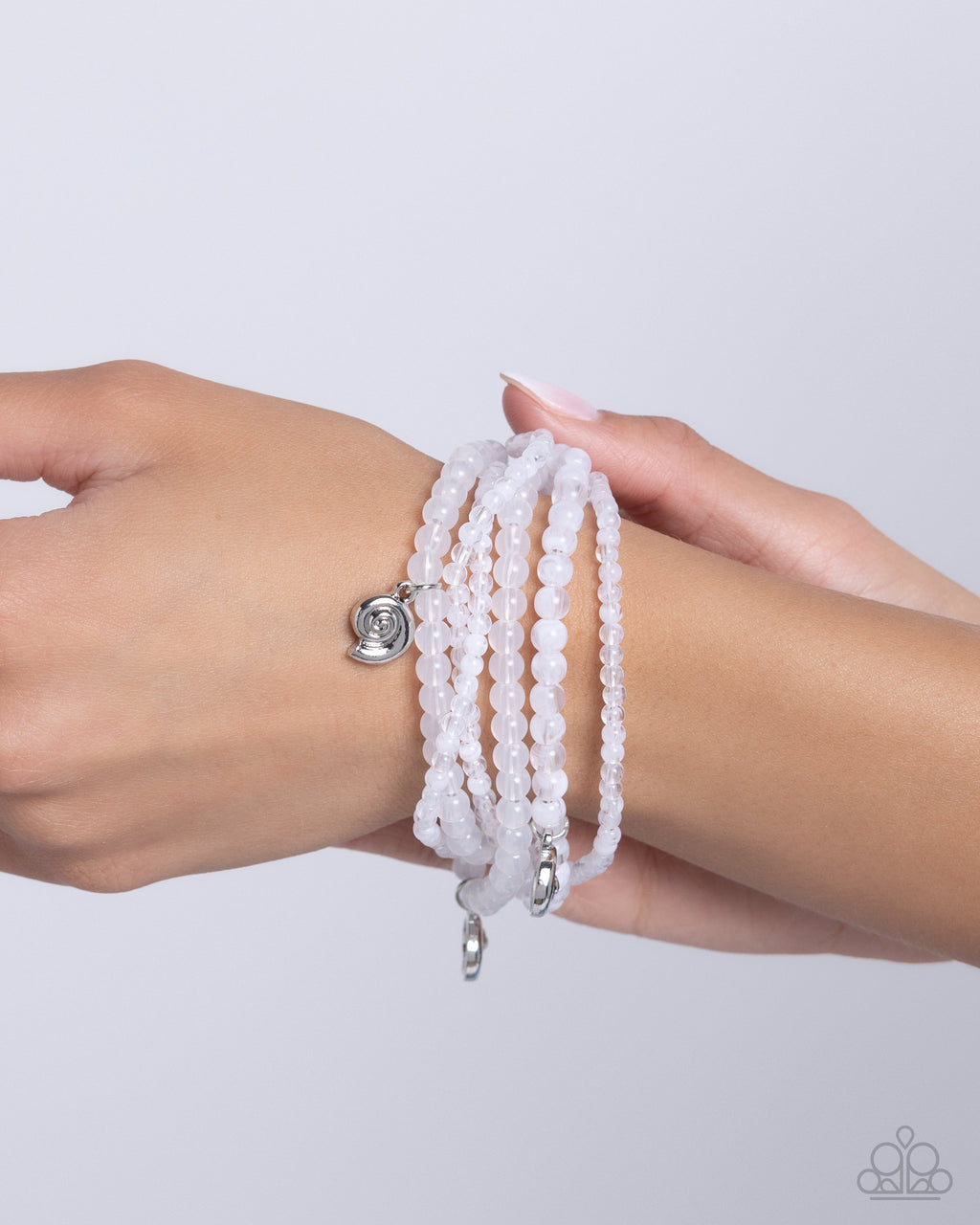 five-dollar-jewelry-swirling-shopaholic-white-bracelet-paparazzi-accessories