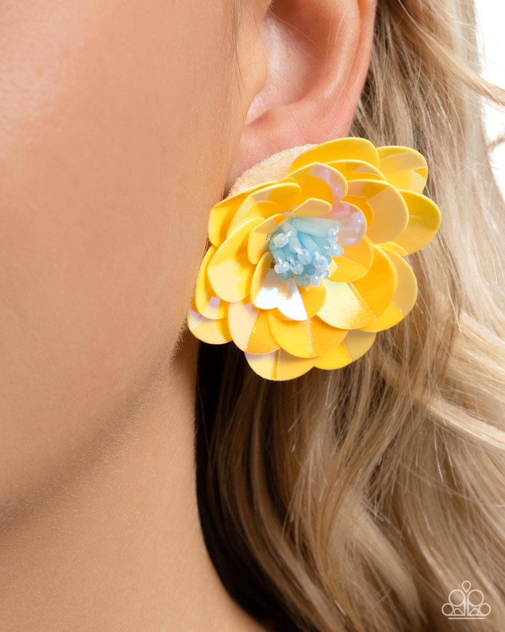 five-dollar-jewelry-floating-florals-yellow-post earrings-paparazzi-accessories