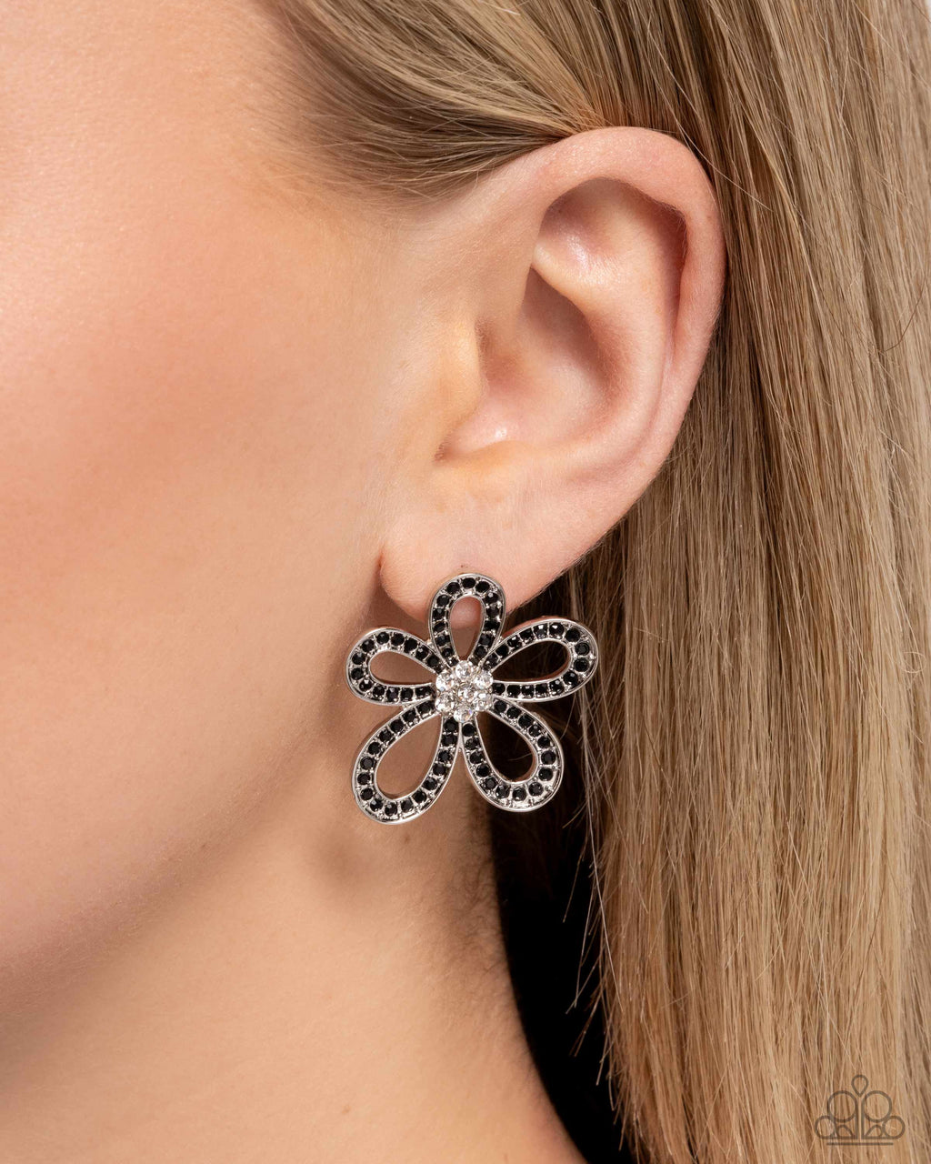 five-dollar-jewelry-blooming-belle-black-post earrings-paparazzi-accessories