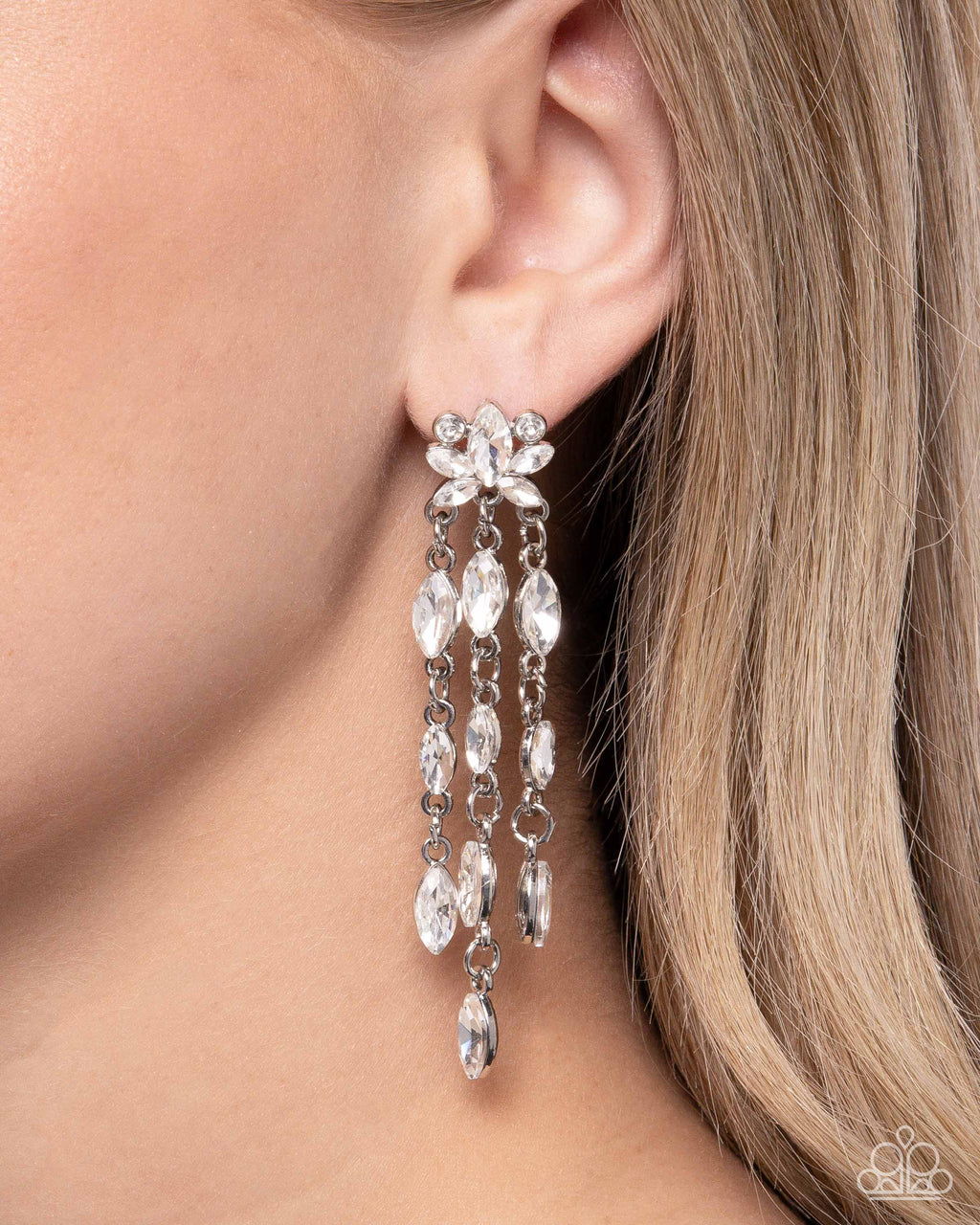 five-dollar-jewelry-lively-lure-white-post earrings-paparazzi-accessories