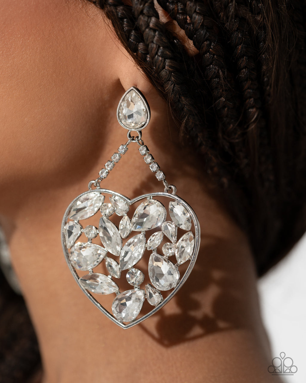 five-dollar-jewelry-glittery-gait-white-post earrings-paparazzi-accessories