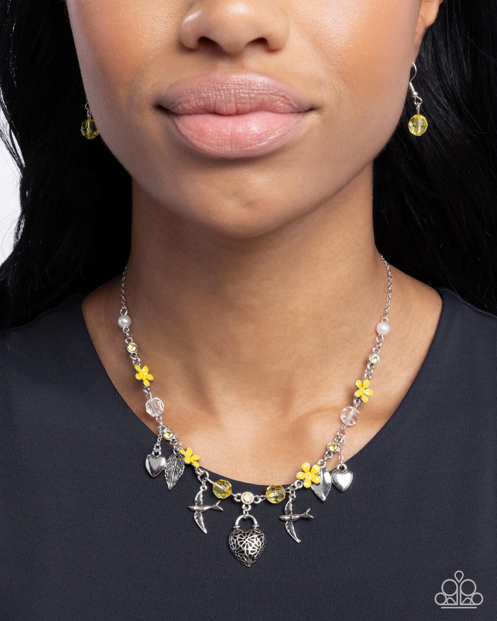 five-dollar-jewelry-flight-of-the-sparrow-yellow-necklace-paparazzi-accessories