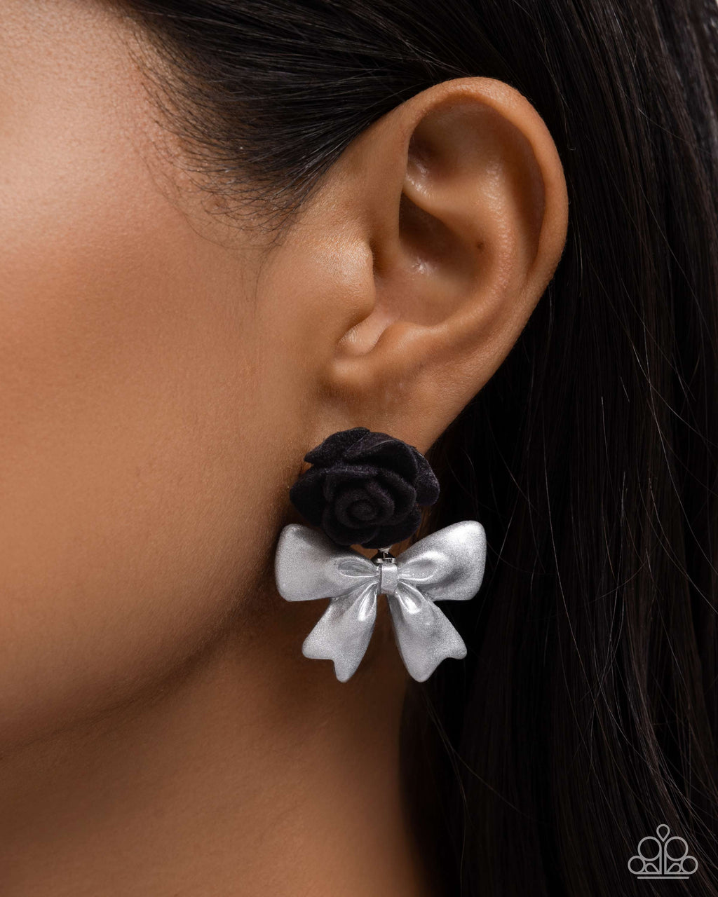 five-dollar-jewelry-rosette-rarity-black-post earrings-paparazzi-accessories