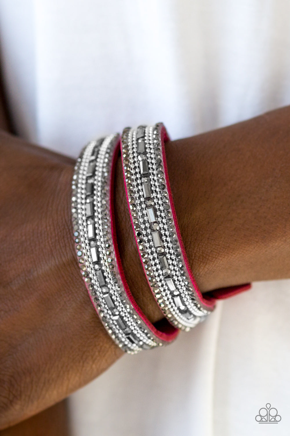 five-dollar-jewelry-shimmer-and-sass-pink-bracelet-paparazzi-accessories