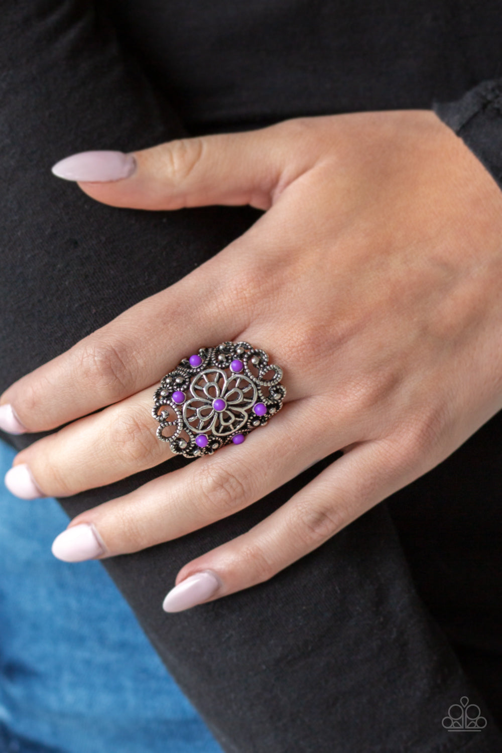 five-dollar-jewelry-floral-fancies-purple-ring-paparazzi-accessories