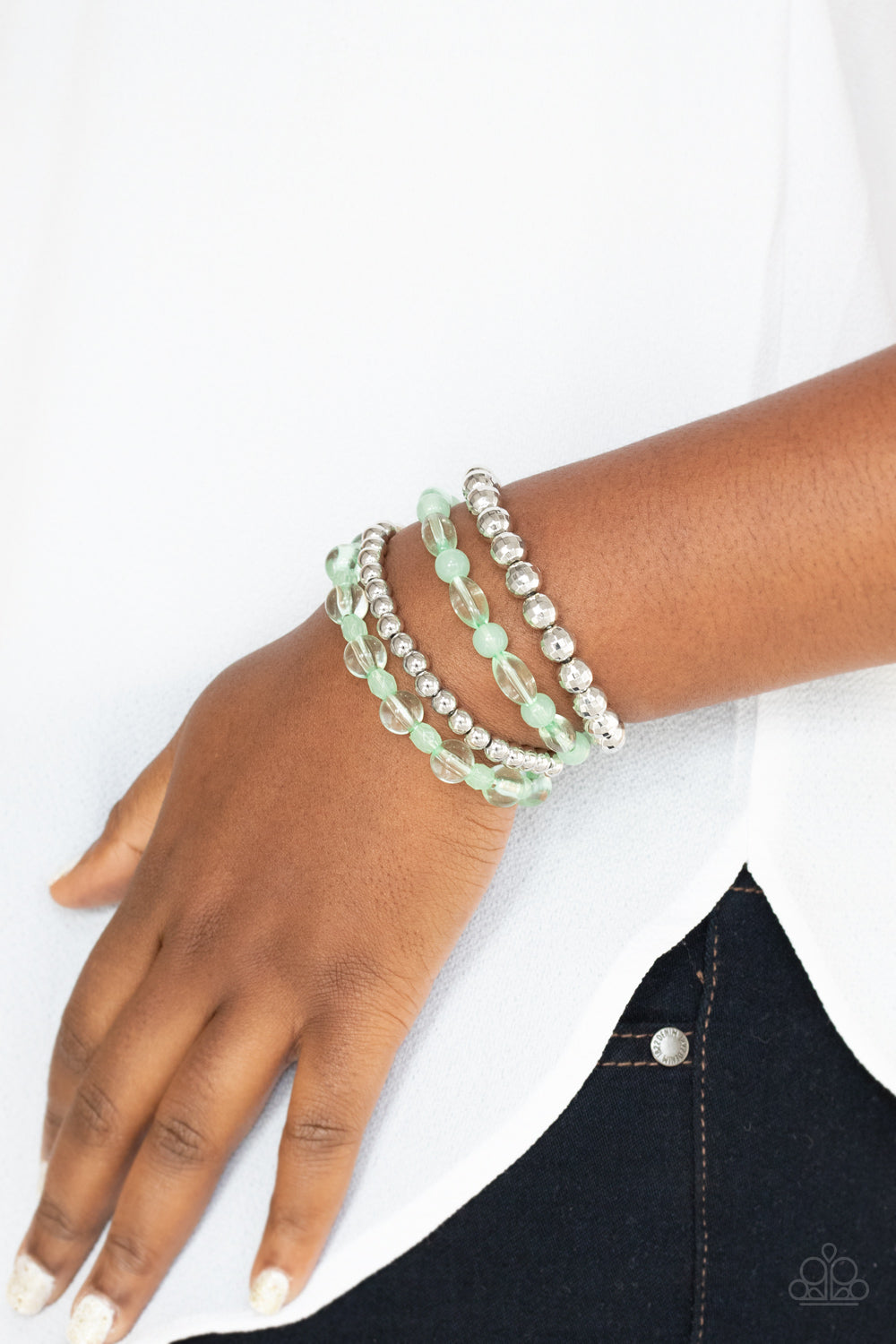 five-dollar-jewelry-delightfully-disco-green-bracelet-paparazzi-accessories