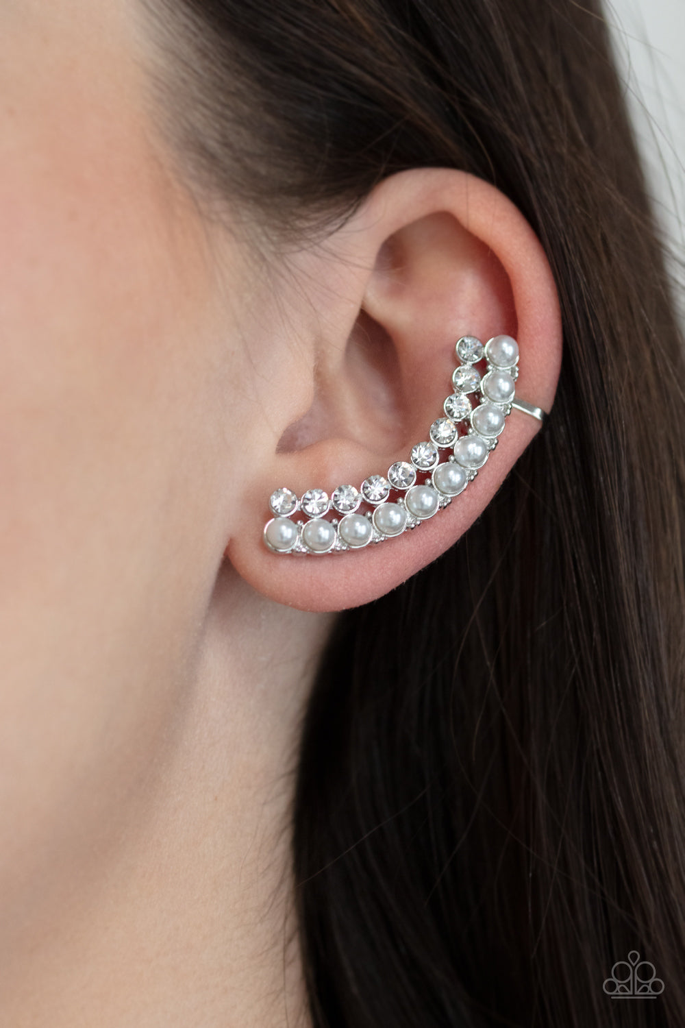 five-dollar-jewelry-doubled-down-on-dazzle-white-post earrings-paparazzi-accessories