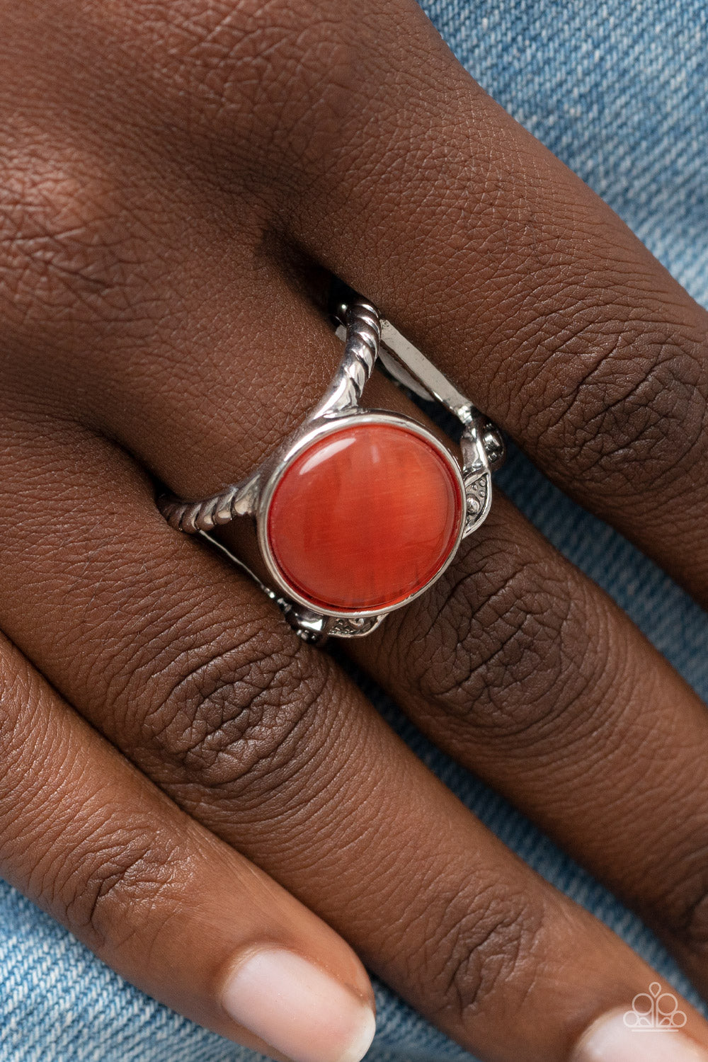 five-dollar-jewelry-clairvoyantly-cats-eye-orange-ring-paparazzi-accessories