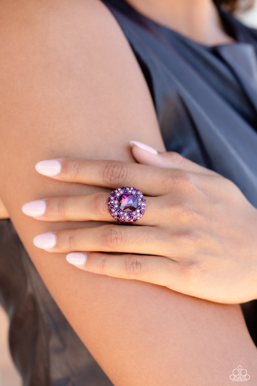 five-dollar-jewelry-glistening-grit-purple-ring-paparazzi-accessories