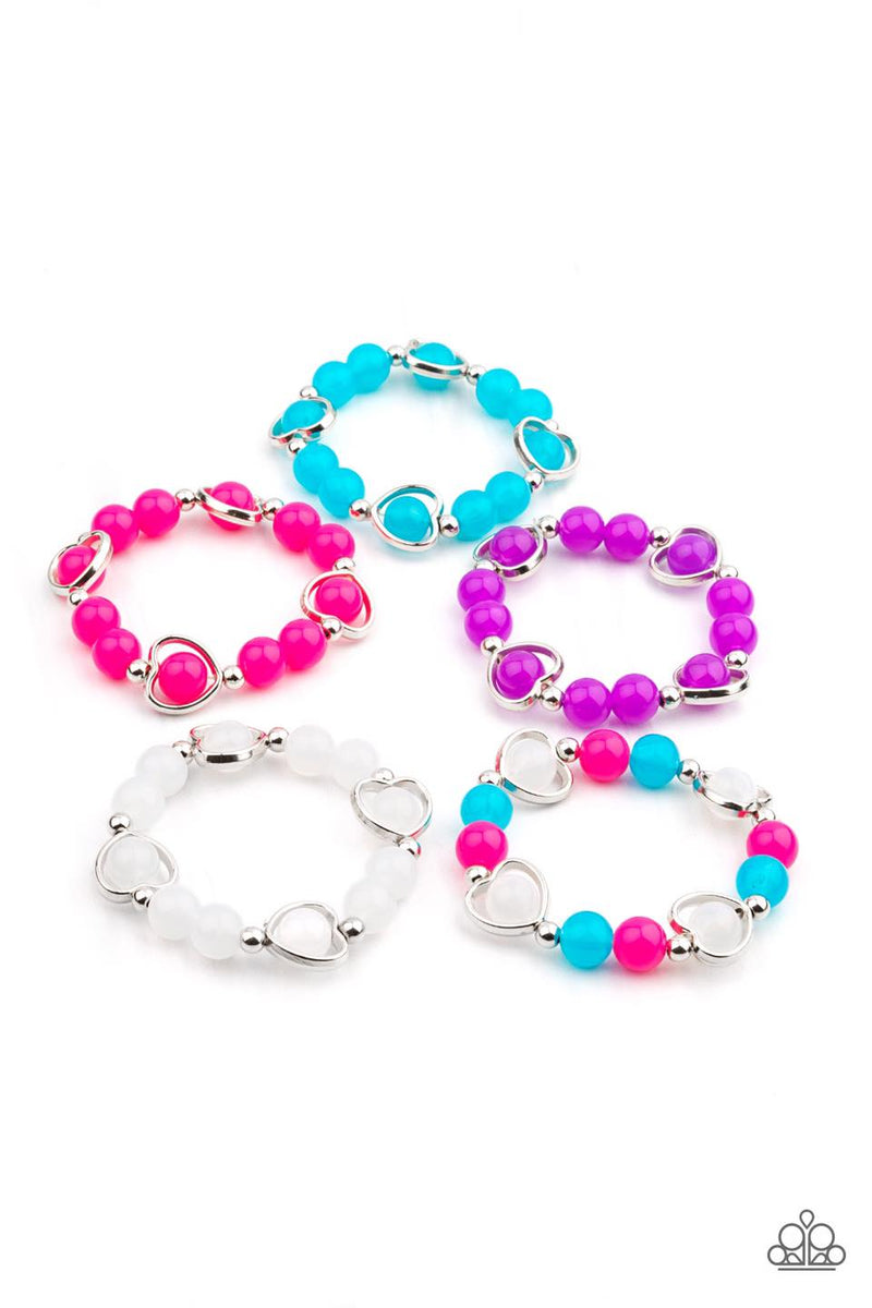 Starlet Shimmer Silver Hearts Kids Bracelet Pack of 10