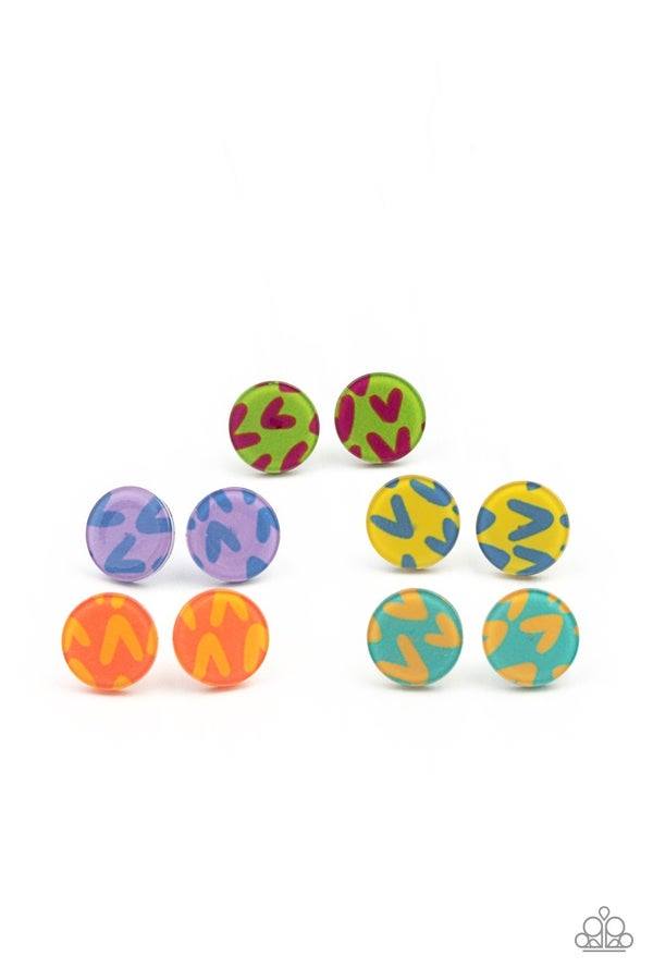Starlet Shimmer Button Heart Earrings Pack of 10