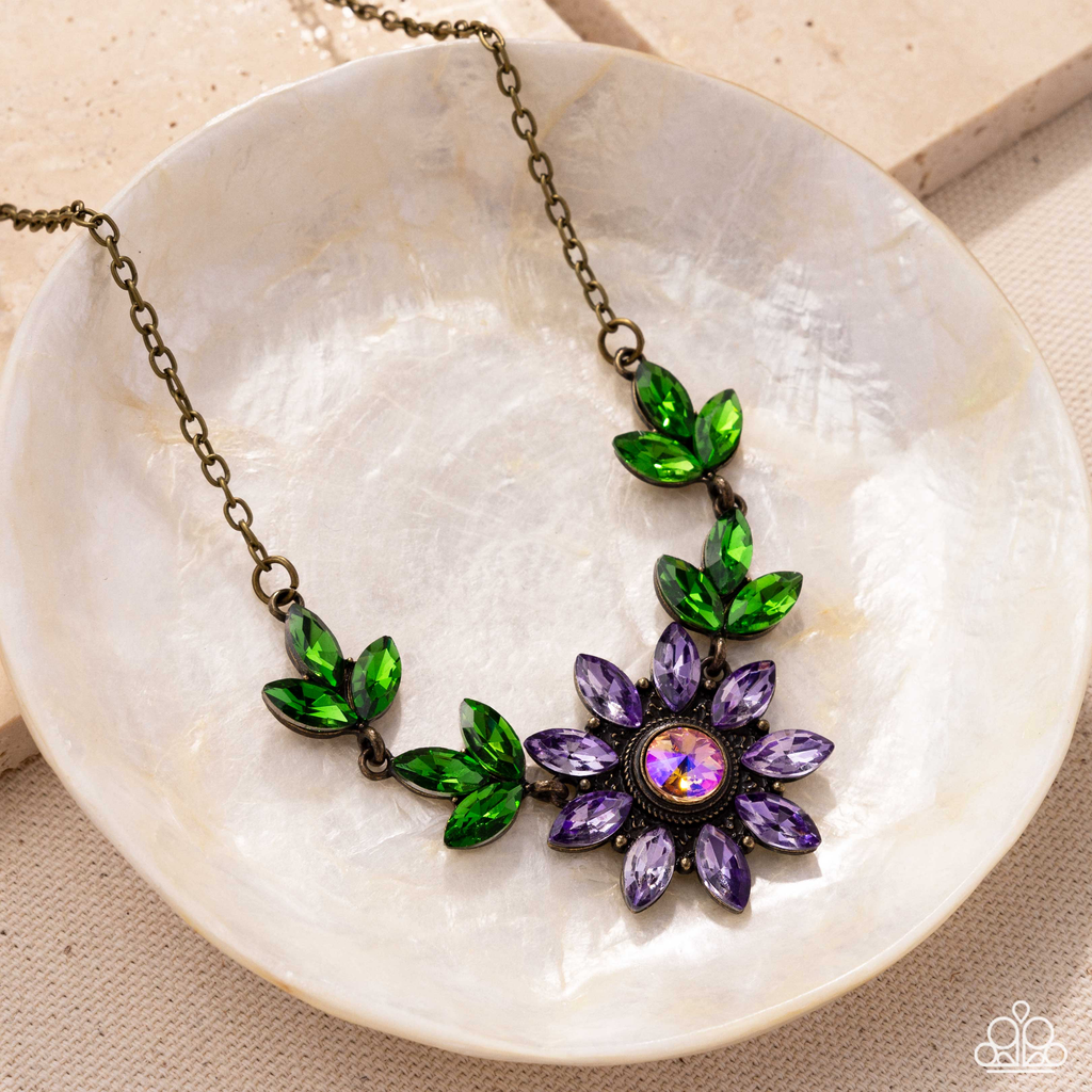 Blossoming Baseline - Brass Necklace - Paparazzi Accessories