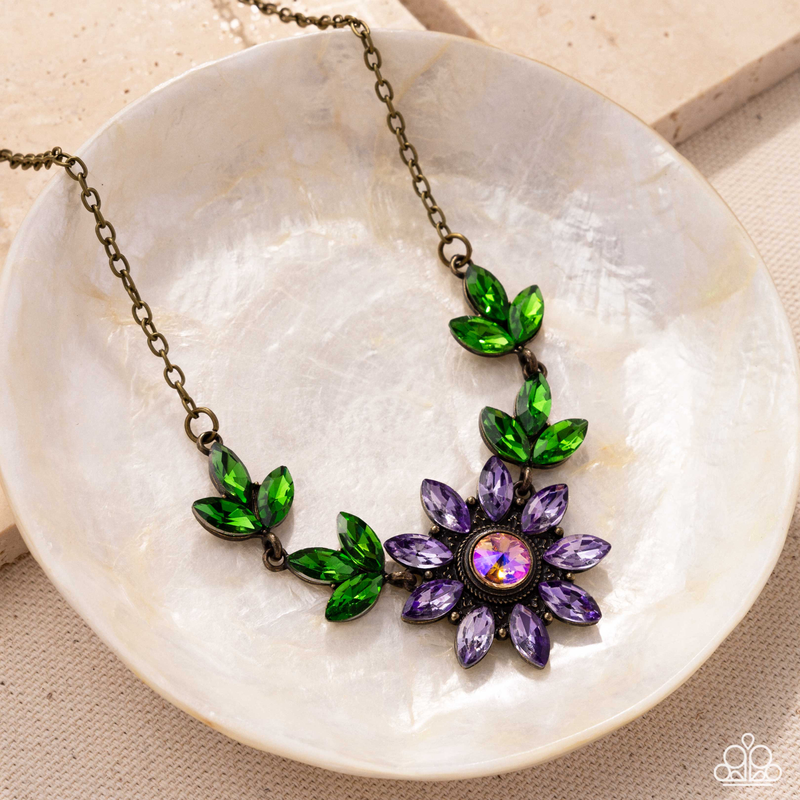 Blossoming Baseline - Brass Necklace - Paparazzi Accessories
