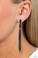 Ropin Rodeo Queen - Black Post Earrings - Paparazzi Accessories