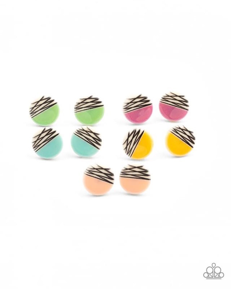 Starlet Shimmer Colorful Stripe Earrings Pack of 10