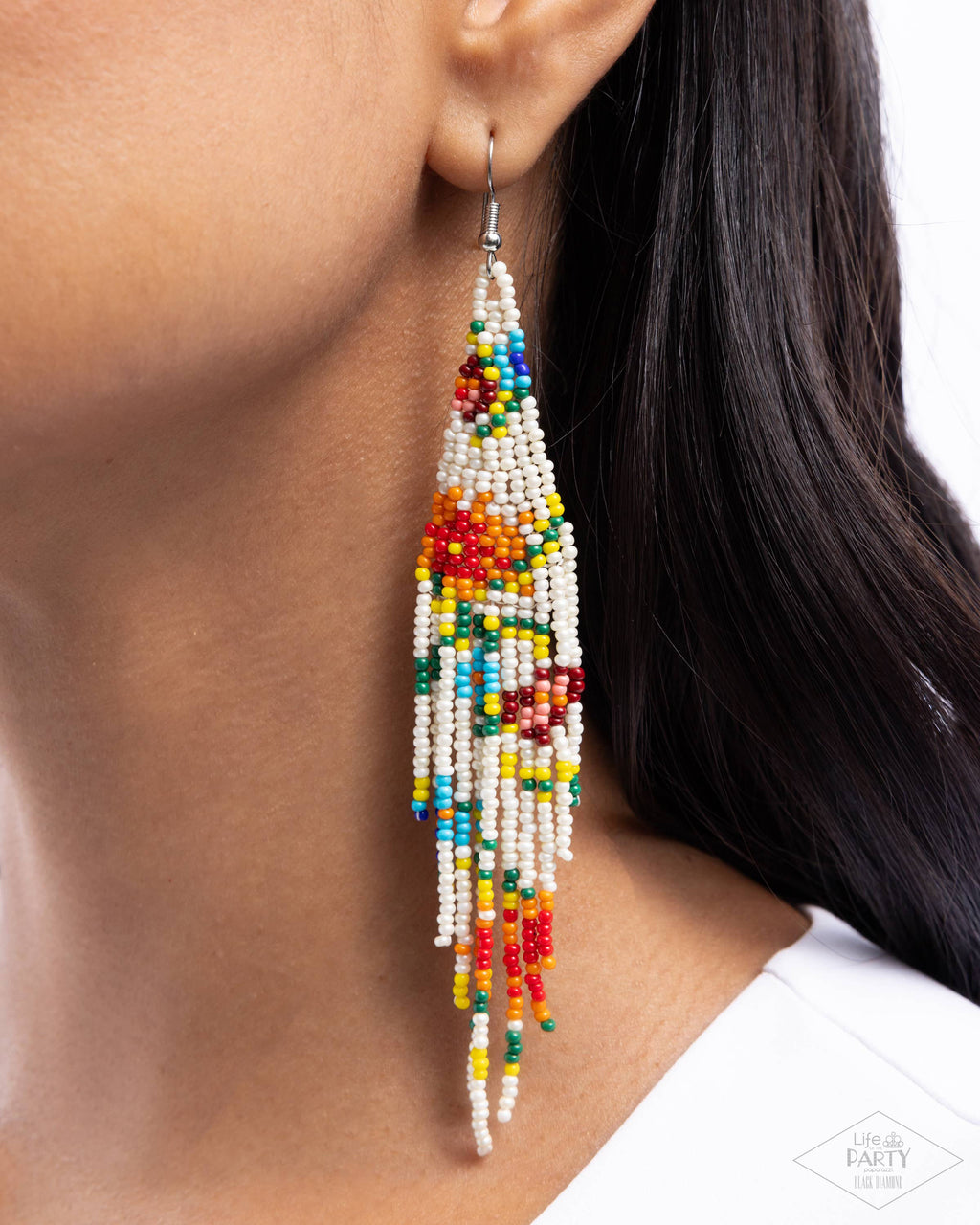 Beaded Gardens - White Earrings - Paparazzi Accessories