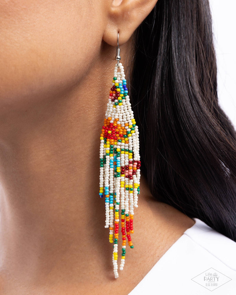 Beaded Gardens - White Earrings - Paparazzi Accessories