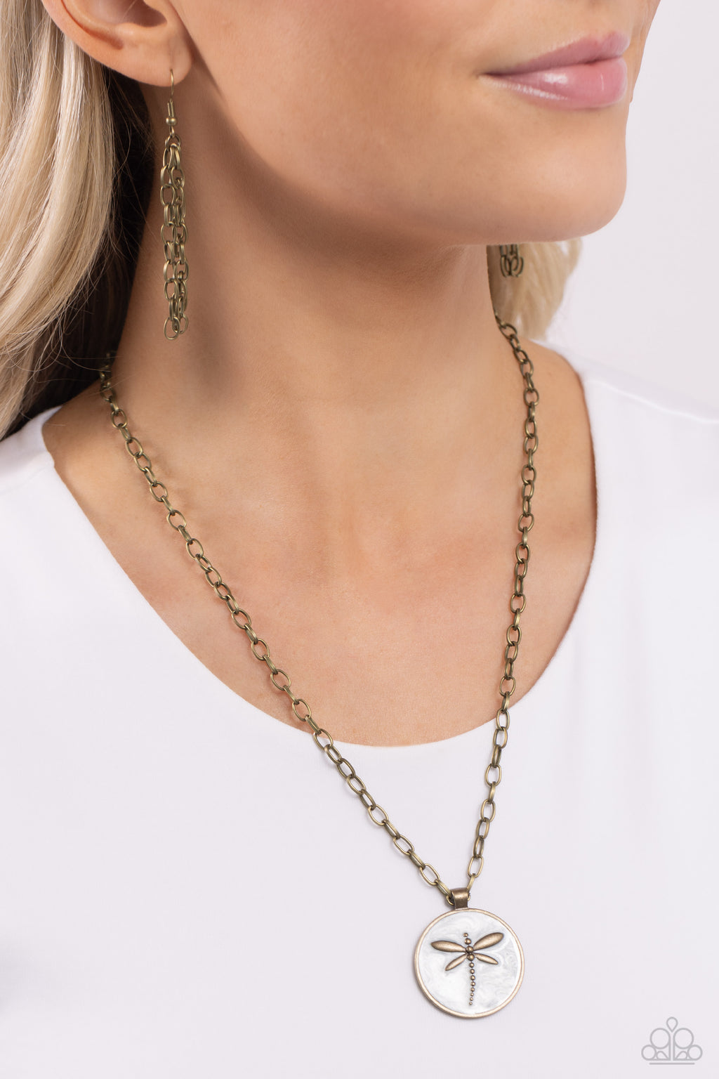 Decorative Dragonfly - Brass Necklace - Paparazzi Accessories