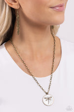 Decorative Dragonfly - Brass Necklace - Paparazzi Accessories