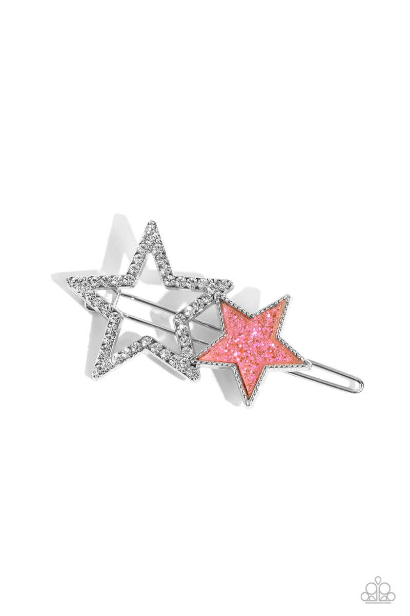 five-dollar-jewelry-stellar-shine-pink-hair clip-paparazzi-accessories