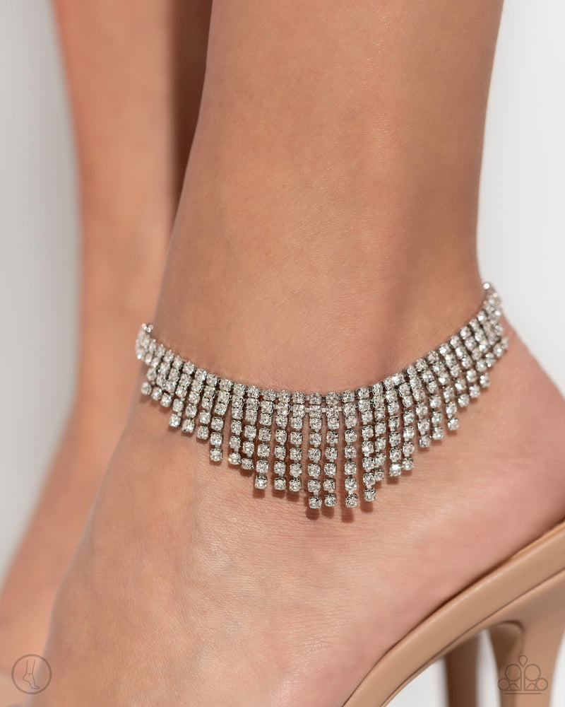 Curtain Confidence - White Anklet - Paparazzi Accessories