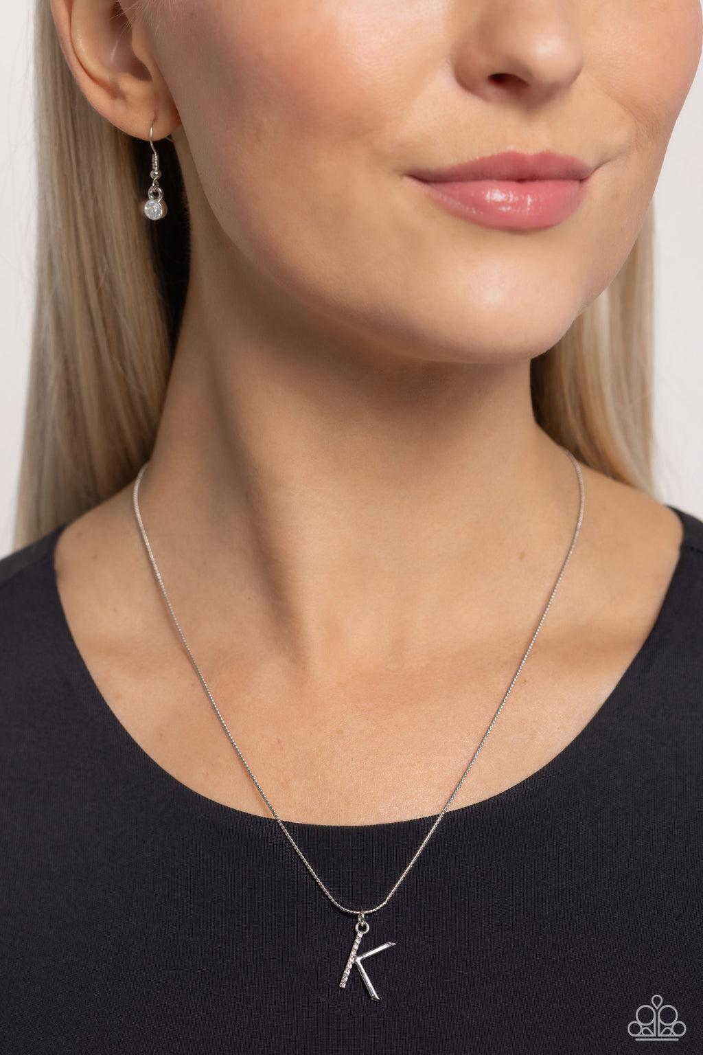 Letter of the Law - White - K Necklace - Paparazzi Accessories
