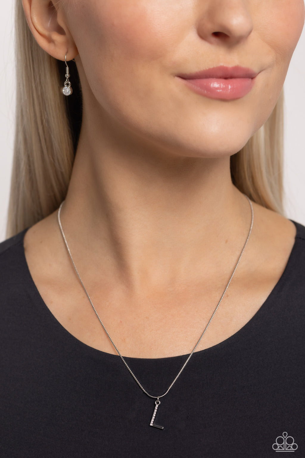 Letter of the Law - White - L Necklace - Paparazzi Accessories