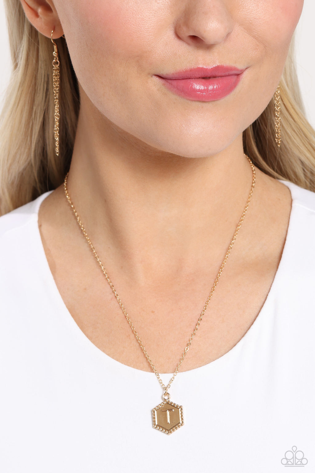 Emblematic Elegance - Gold - T Necklace - Paparazzi Accessories