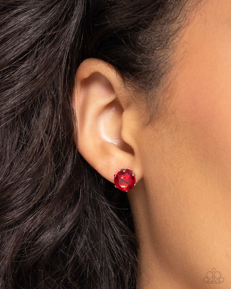 Breathtaking Birthstone - Red Post Earrings - Paparazzi Accessories
