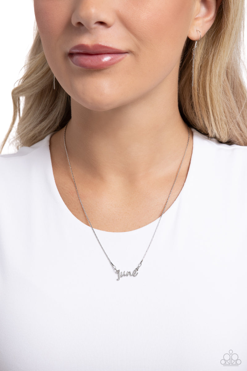 Birth Month Bling - June - Silver Necklace - Paparazzi Accessories