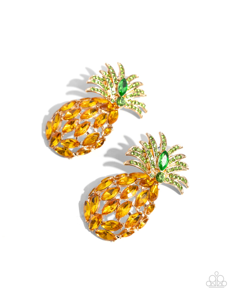 five-dollar-jewelry-pineapple-pizzazz-yellow-post earrings-paparazzi-accessories