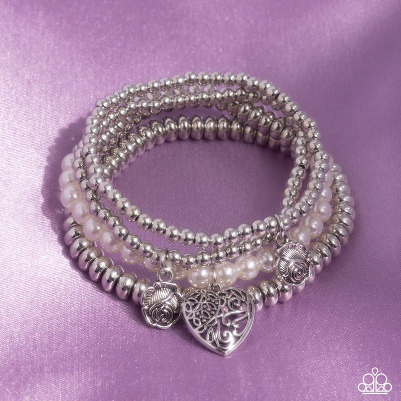 Filigree Fairytale - White Bracelet - Paparazzi Accessories