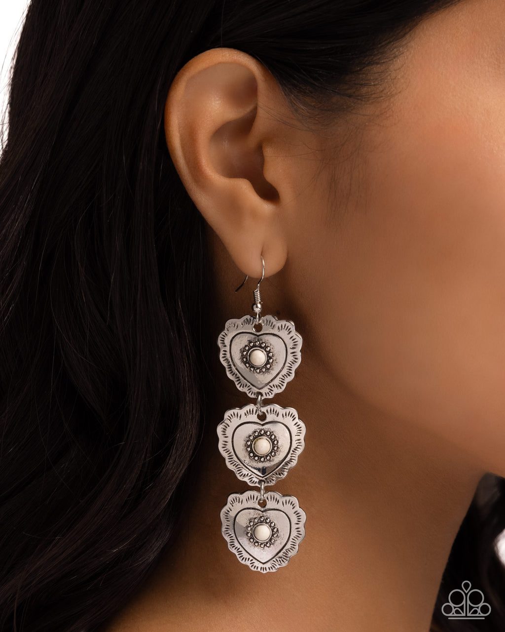 Vintage Allure - White Earrings - Paparazzi Accessories