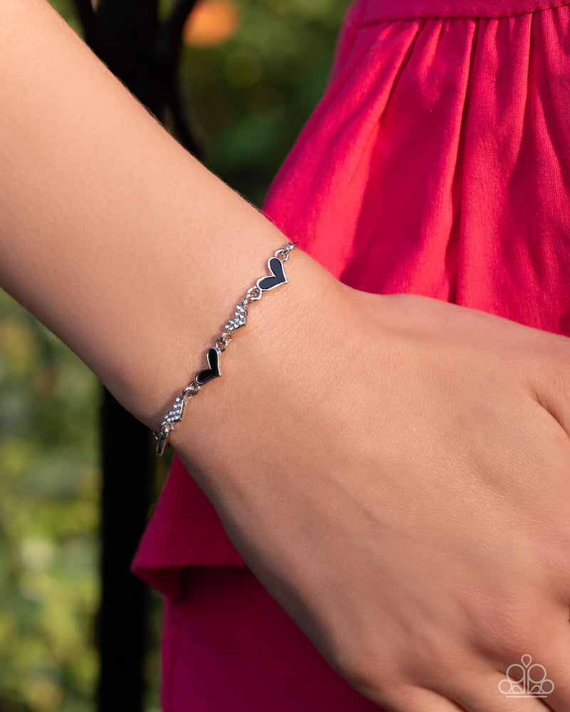 Heart-struck Hype - Black Bracelet - Paparazzi Accessories