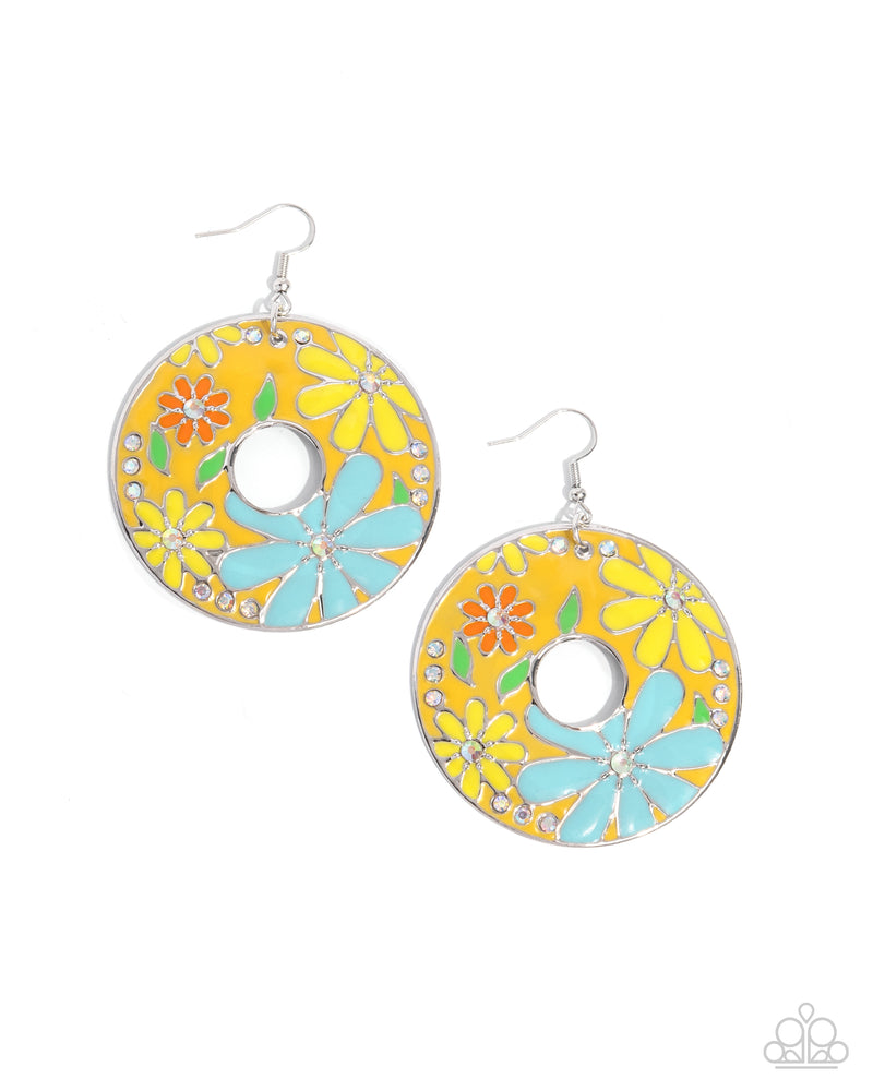 five-dollar-jewelry-embroidered-elegance-yellow-earrings-paparazzi-accessories