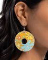 Embroidered Elegance - Yellow Earrings - Paparazzi Accessories