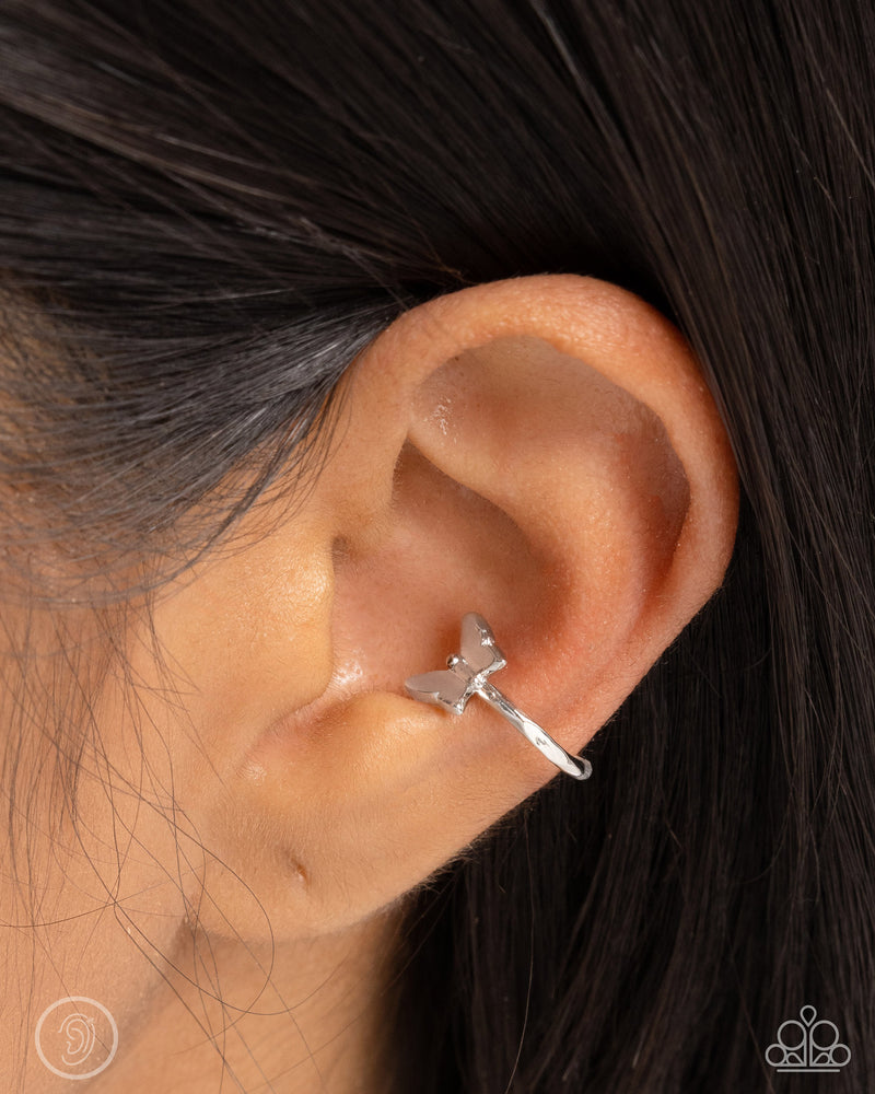 Aerial Attitude - Silver Cuff Earrings - Paparazzi Accessories