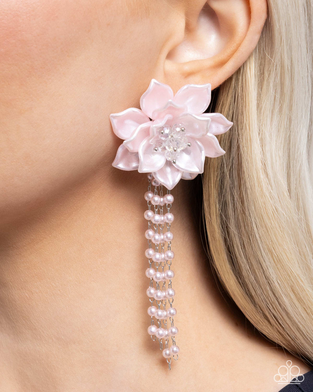 five-dollar-jewelry-lotus-length-pink-post earrings-paparazzi-accessories