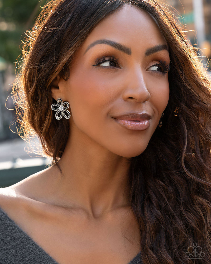 Blooming Belle - Black Post Earrings - Paparazzi Accessories