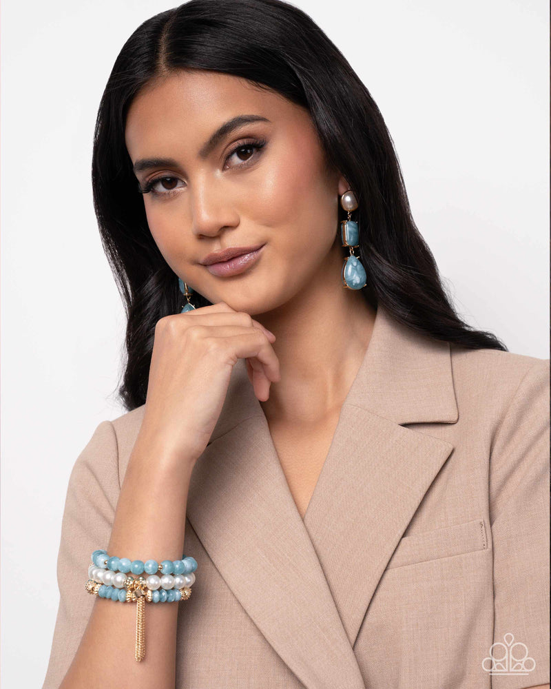 Marbled Masterpiece - Blue Post Earrings - Paparazzi Accessories