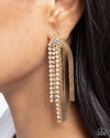 Dramatic Downpour - Gold Post Earrings - Paparazzi Accessories