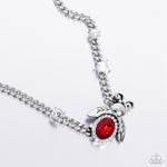 Bedazzled Beetle - Red Necklace - Paparazzi Accessories
