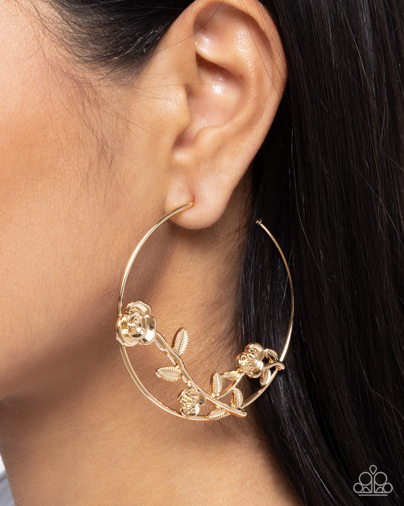 Blooming Benefit - Gold Earrings - Paparazzi Accessories