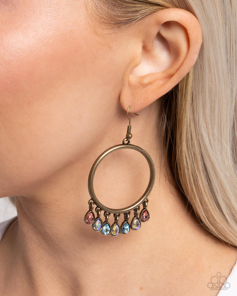 Hooped Hello - Brass Earrings - Paparazzi Accessories