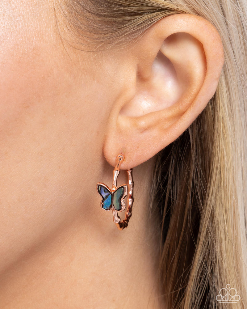 Butterfly Beginning - Copper Earrings - Paparazzi Accessories