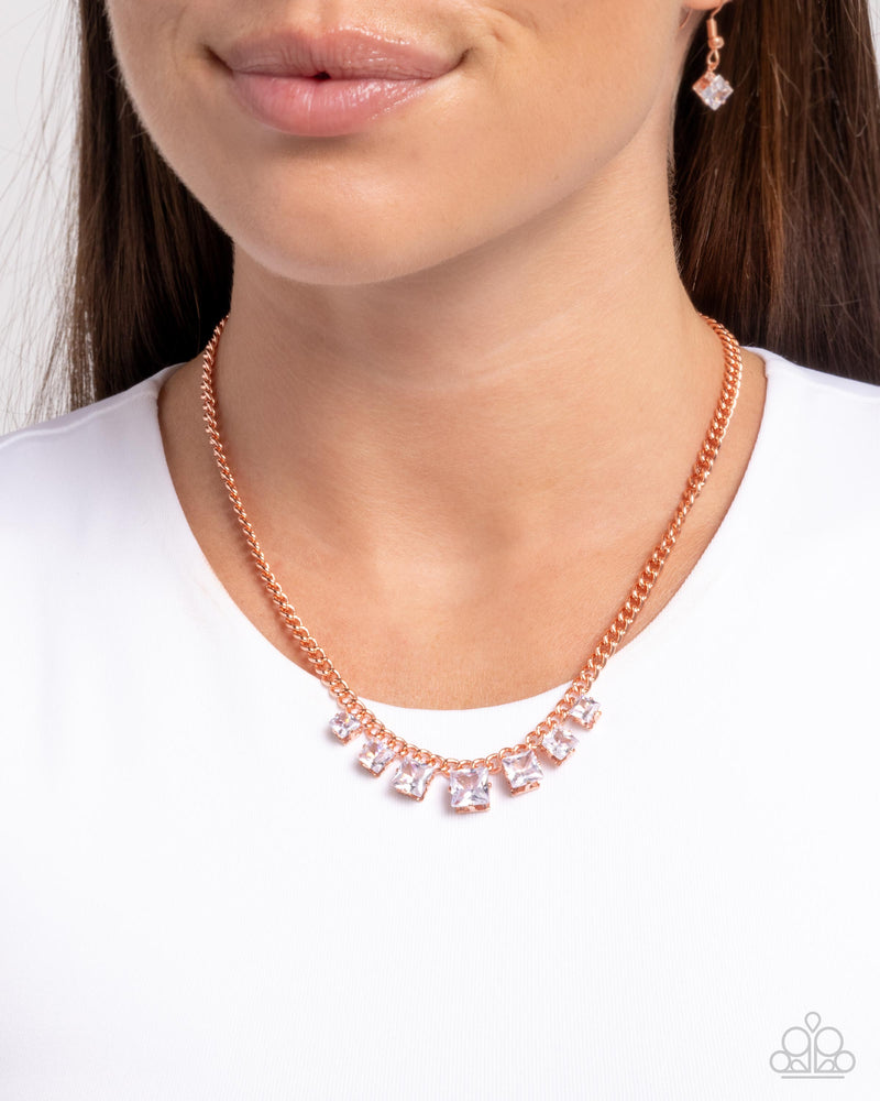 Seeking Out Squares - Copper Necklace - Paparazzi Accessories