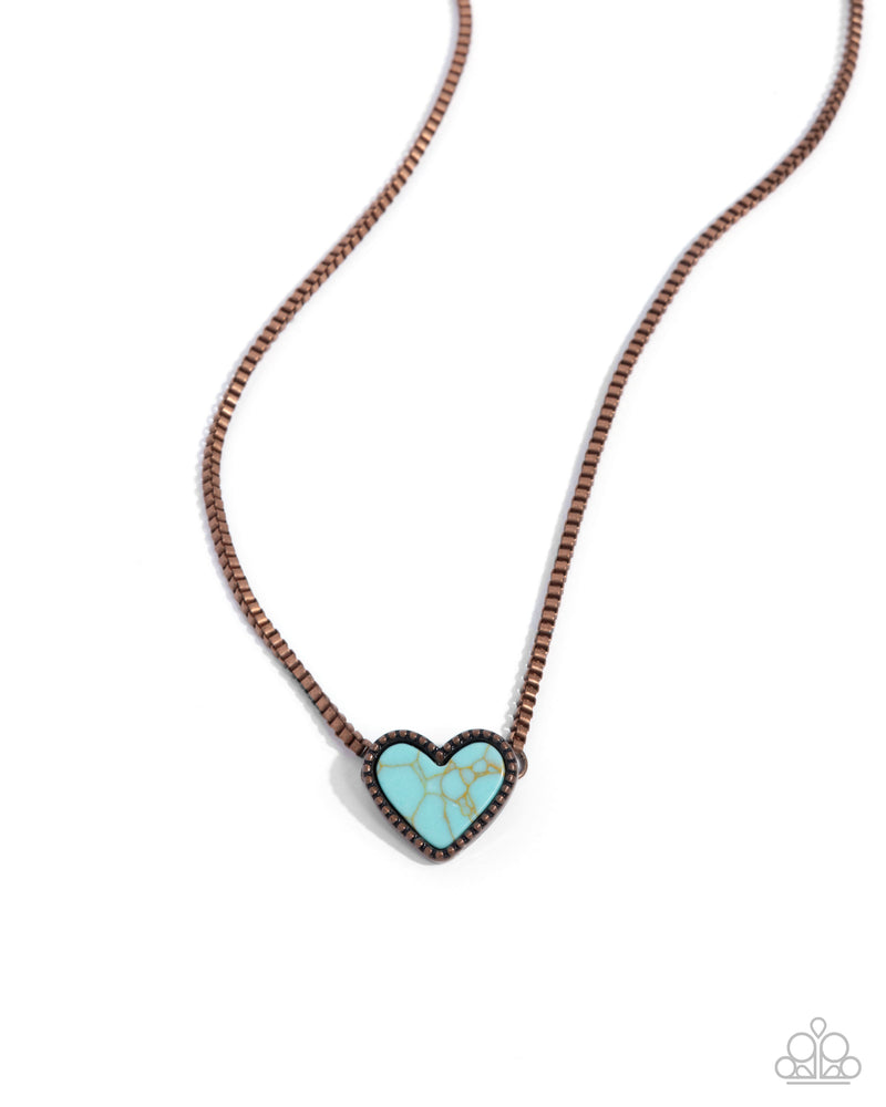 Complete Look - Turquoise Copper Heart Set - Includes 3 accessories - Paparazzi Accessories