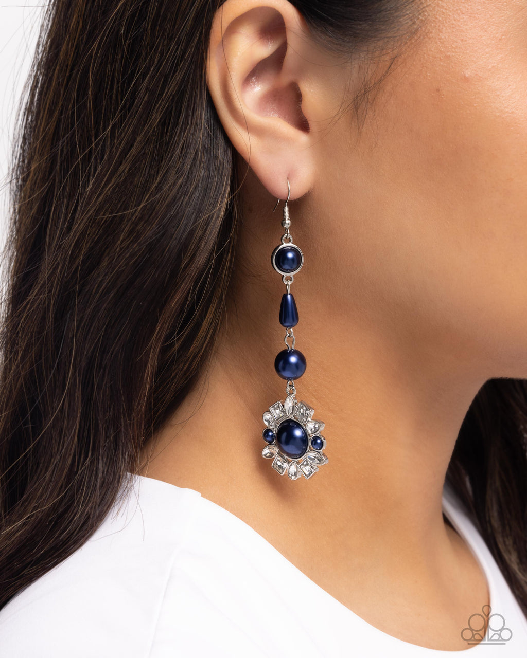 Pearly Plot Twist - Blue Earrings - Paparazzi Accessories