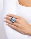 Floral Fit - Blue Ring - Paparazzi Accessories