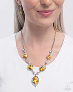 SPADES of Shimmer - Yellow Necklace - Paparazzi Accessories